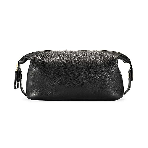 Kulturbeutel for Männer, personalisierte Reise-Kulturtasche aus Leder for Männer, großes Reise-Badezimmer-Rasier-Dopp-Set, große Kosmetik-Reisetasche wasserdicht (Grey : Black) von YIORYO