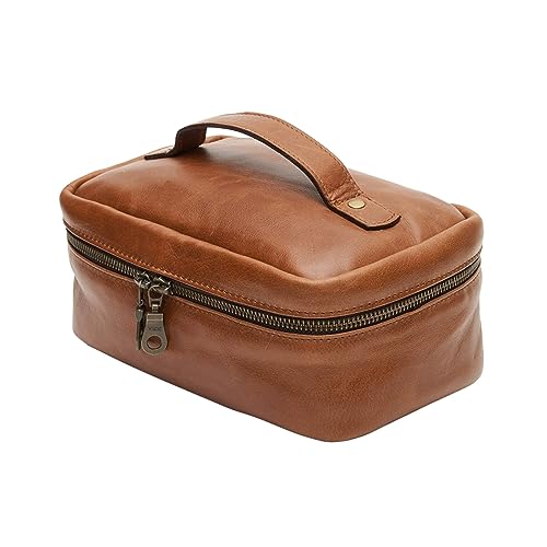 Leder-Kulturbeutel for Herren, Reise-Kulturbeutel mit großem Fassungsvermögen, Dopp Kit, wasserabweisender Rasierbeutel for Toilettenartikel, Zubehör, Türraum-Essentials ( Grey : Brown , Size : 25*15* von YIORYO