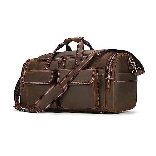 Leder-Reisetaschen for Damen und Herren, Leder-Reisetasche, Übernachtungs-Wochenende-Ledertasche, Sport-Sport-Reisetasche von YIORYO