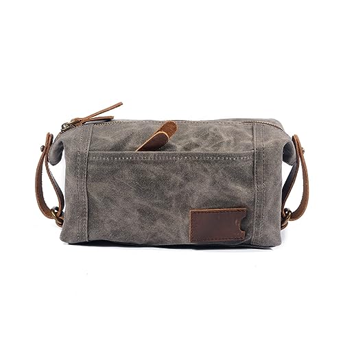 Reise-Kulturbeutel aus Segeltuch for Herren, Make-up-Tasche, wasserabweisend, for Kosmetik, Toilettenartikel, Rasierset, Badezimmer, Reiseutensilien, großes Fassungsvermögen ( Grey : A , Size : 23*8.5 von YIORYO