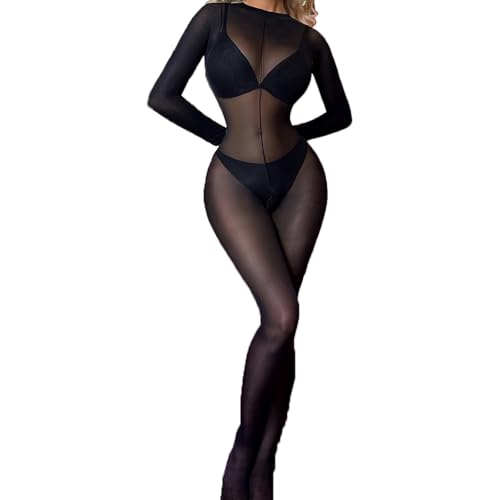 YIOTMOP Damen Bodystocking SM Fetisch Catsuit Sexy Reizwäsche Overall Nachtwäsche Frau Body Strumpf Schrittlos Bodysuit Sexy Catsuit Stringbody Negligee Bodysuit Erotik Hohle Jumpsuit für Sex von YIOTMOP
