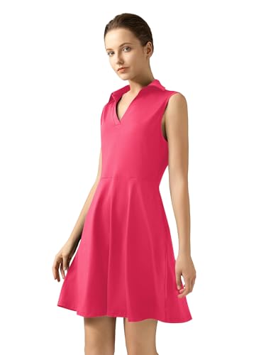 YIPOCKY Damen-Tenniskleid, V-Ausschnitt, Golfkleid mit integrierten Shorts und Taschen, ärmelloses Workout-Kleid für Damen, Pink, Groß YIPOCKY Damen-Tenniskleid, V-Ausschnitt, Golfkleid mit integrierten Shorts und Taschen, ärmelloses Workout-Kleid für Damen, Pink, Groß von YIPOCKY