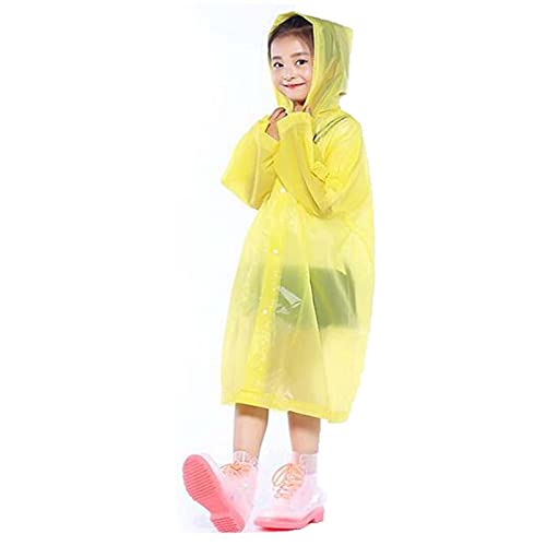 Regenmantel Für Kinder, Wasserdichter Regenponcho, Wiederverwendbar Eva Regenmäntel mit Kapuze und Knopf, Unisex Kleinkind Regenjacke Regencape Für Jungen, Mädchen, Outdoor, Wandern, Camping (Gelb) von YIPUETERNITY