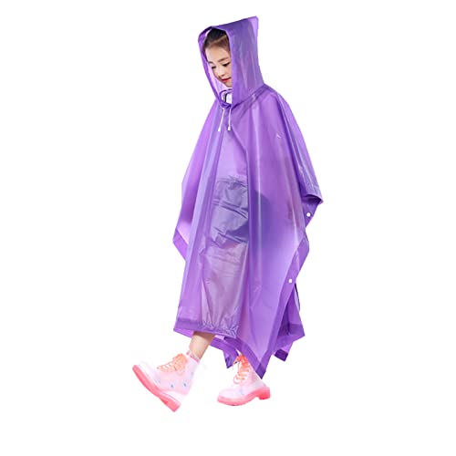 Regenponcho für Kinder (Violett)Wasserdichter Regenmantel für Jungen und Mädchen, Wiederverwendbarer EVA-Poncho, Regenmäntel mit Kapuze Regencape mit Knopf und Kapuze, Kleinkind-Regenjacke von YIPUETERNITY