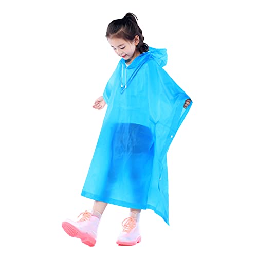 YIPUETERNITY Regenponcho für Kinder (Blau) Wasserdichter Regenmantel für Jungen und Mädchen, Wiederverwendbarer Eva-Poncho, Regenmäntel mit Kapuze Regencape mit Knopf und Kapuze, Kleinkind-Regenjacke von YIPUETERNITY