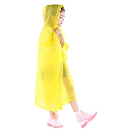 YIPUETERNITY Regenponcho für Kinder (Gelb) Wasserdichter Regenmantel für Jungen und Mädchen, Wiederverwendbarer Eva-Poncho, Regenmäntel mit Kapuze Regencape mit Knopf und Kapuze, Kleinkind-Regenjacke von YIPUETERNITY