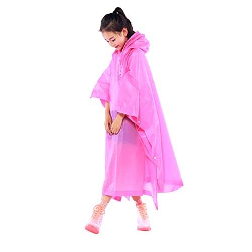 YIPUETERNITY Regenponcho für Kinder (Rosa) Wasserdichter Regenmantel für Jungen und Mädchen, Wiederverwendbarer Eva-Poncho, Regenmäntel mit Kapuze Regencape mit Knopf und Kapuze, Kleinkind-Regenjacke von YIPUETERNITY