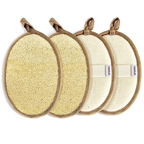 Natürlicher Luffa Schwamm Peeling Körper Wäscher (4 Stück), aus Umweltfreundlichem und Biologisch Abbaubarem Dusch Loofah Schwamm, Luffa für Damen und Herren von YIQINGJIE