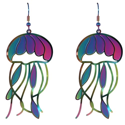 Bunte Acryl Qualle Ohrringe Anhänger Schmuck für Frauen Niedliche Meerestiere Sommerurlaub Anhänger Geschenke (Lila) von YIQPKUM