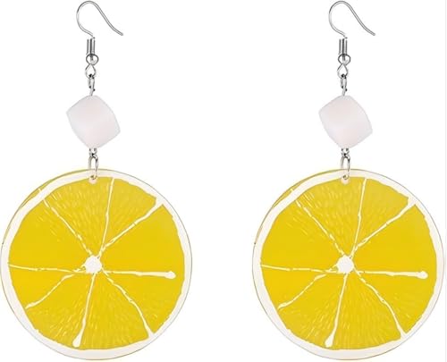 ‌Niedliche Zitrone Ohrringe Für Damen Fruchtscheibe Hänger Zitrus Schmuck Statement Accessoires Verspielte Sommer Geschenke‌ (Gelb) von YIQPKUM