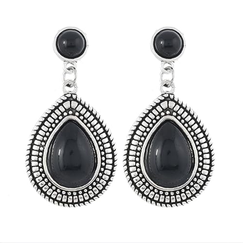 Schwarze Bohème Strass Onyx Ohrringe Tränenform Anhänger für Mutter Ehefrau Langer Stil Eleganter Abendschmuck Vintage Schmuck Charm (Onyx) von YIQPKUM