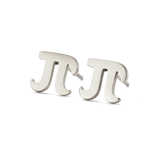 Süße Edelstahl Pi Stecker Ohrringe für Frauen Mathe Pi Symbol Anhänger Schmuck Statement Accessoires Anhänger Lehrer Geschenke (Versilbert) von YIQPKUM
