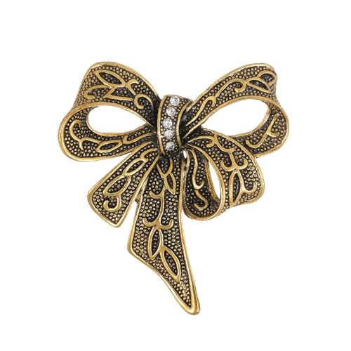 YIQPKUM Antike Kristall Schleifen Brosche Eleganter Vintage Zinklegierung Anstecker für Damen Statement Charm Geschenk Schal Anzüge Kleid (Vergoldet) von YIQPKUM