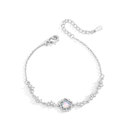 YIQPKUM Doppel Stern Kette Armband Kristall Schmuck Anhänger Damen Freundin Statement Accessoire Geschenk (Versilbert) von YIQPKUM