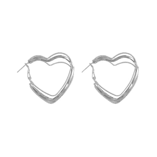 YIQPKUM Dreifach Herz Ohrringe Stecker Damen Mutter Freundin Statement Schmuck Modern Minimalistisch Anhänger (Versilbert) von YIQPKUM