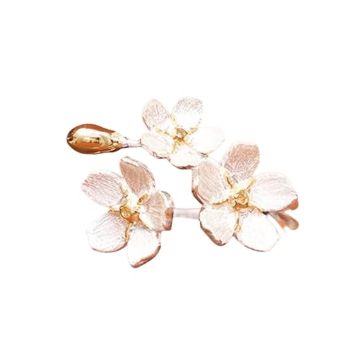 YIQPKUM Elegant 3D Kamelie Blume Ring Damen Verstellbar Offener Bund Schmuck Zart Verlobung Versprechen Accessoire Statement Geschenk Anhänger (Versilbert) von YIQPKUM