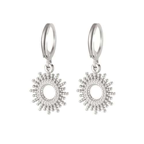 YIQPKUM Elegant Edelstahl Sonnenstrahlen Ohrringe Stecker Himmelskörper Schmuck Geschenk Statement Accessoire Anhänger Damen (Versilbert) von YIQPKUM