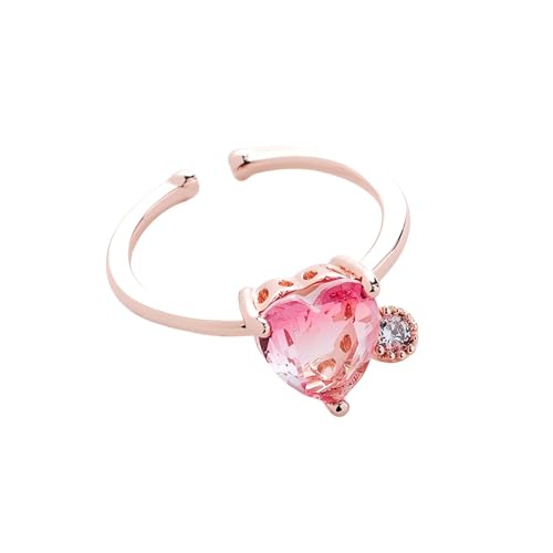 YIQPKUM Elegant Roségold Herz Ringe für Damen Zart Zirkonia Kristall (Rosa) von YIQPKUM