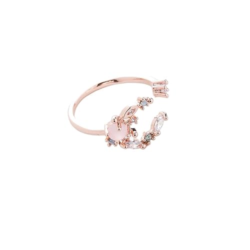 YIQPKUM Elegant Roségold Statement Ringe für Damen Zirkonia Kristall Geburtstag (Rosa) von YIQPKUM