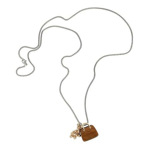 YIQPKUM Elegant Stein Handtasche Halskette Edelstahl Kette Anhänger (Braun) von YIQPKUM