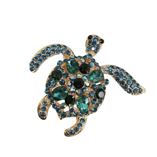 YIQPKUM Elegant Vergoldet Schildkröte Brosche Zinklegierung Strassstein Tier Anstecknadel für Damen Blazer Kleider (Smaragdgrün) von YIQPKUM