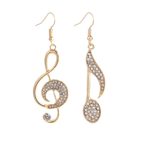 YIQPKUM Elegante Notenschlüssel Ohrringe Hänger für Musikliebhaber Kristall Schmuck (Vergoldet) von YIQPKUM