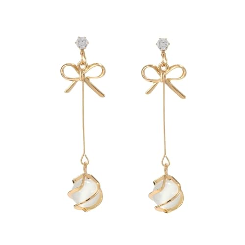 YIQPKUM Elegante Schleife Stecker Ohrringe für Damen Strasssteine Schmuck Geschenk (Vergoldet) von YIQPKUM