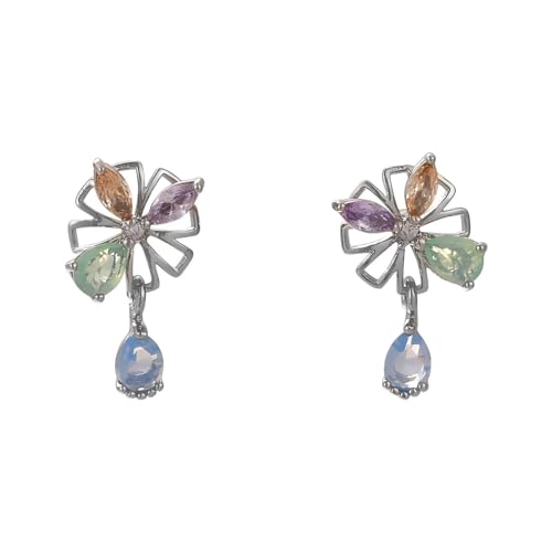 YIQPKUM Elegante Versilberte Blume Stecker Ohrringe für Mütter Zirkonia Schmuck Geburtstag Geschenk (Mehrfarbig) von YIQPKUM