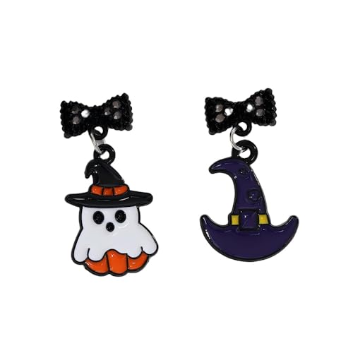 YIQPKUM Emaille Hexenhut Geist Stecker Ohrringe Damen Lustig Halloween Leichtgewicht Schmuck Festtag Anhänger (Weiß) von YIQPKUM