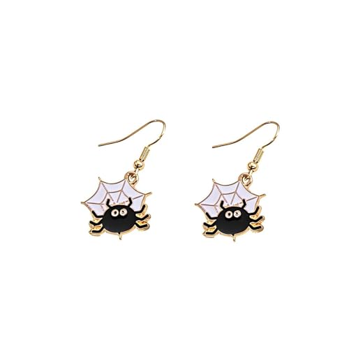 YIQPKUM Emaille Spinnennetz Stecker Ohrringe Damen Halloween Hypoallergen Tier Schmuck Festtag Anhänger (Schwarz) von YIQPKUM