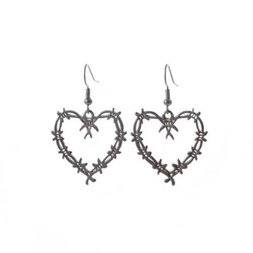 YIQPKUM Fashion Stacheldraht Herz Ohrringe Stecker Damen Leicht Statement Schmuck Anhänger Geschenk (Braun) von YIQPKUM