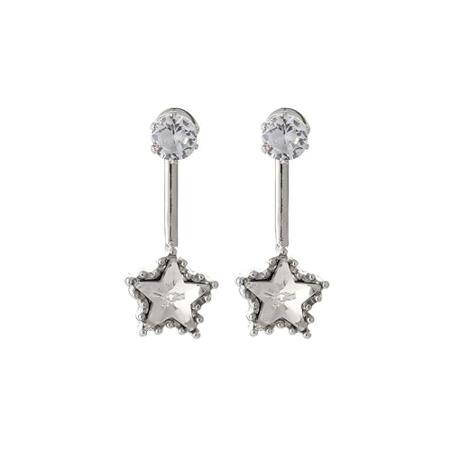 YIQPKUM Glitzernd Kristall Stern Tropfen Ohrringe Stecker Damen Zart Schmuck Anhänger Statement Geschenk (Versilbert) von YIQPKUM