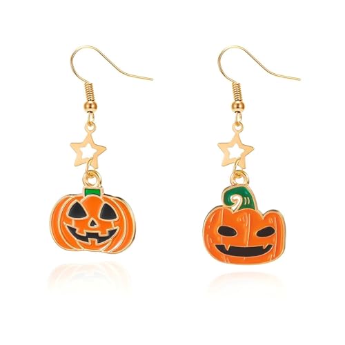 YIQPKUM Halloween Kürbis Ohrringe Stecker Damen Mutter Freundin Emaille Jack O Laterne Schmuck Accessoire Geschenk Anhänger (Orange) von YIQPKUM