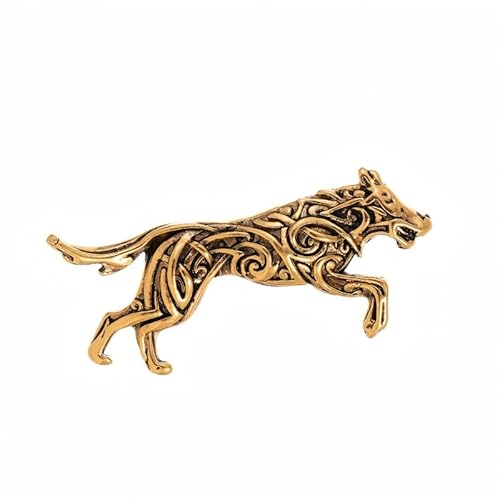YIQPKUM Keltischer Wolf Broschen Tier Anstecker Unisex Statement Schmuckgeschenk (Vergoldet) von YIQPKUM