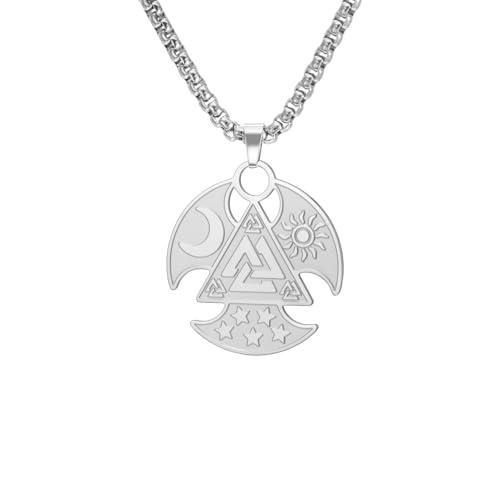 YIQPKUM Mystisch Nordisch Symbol Halskette Sonne Mond Stern Edelstahl (Versilbert) von YIQPKUM