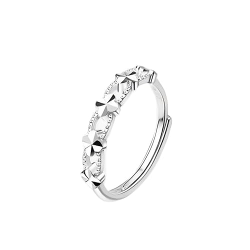YIQPKUM Niedlich Vierblatt Kleeblatt Ring Damen Verstellbar Offener Bund Schmuck Zart Glück Accessoire Statement Geschenk Anhänger (Versilbert) von YIQPKUM