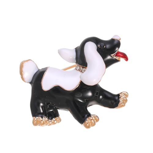 YIQPKUM Niedliche Emaille Hund Brosche Kristall Zinklegierung Tier Anstecker für Damen Statement Charm Geschenk Jacken Anzüge Kleid (Schwarz) von YIQPKUM