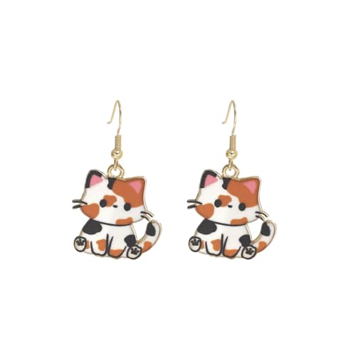 YIQPKUM Niedliche Katze Ohrringe Hänger für Tierliebhaber Cartoon Schmuck (Orange) von YIQPKUM