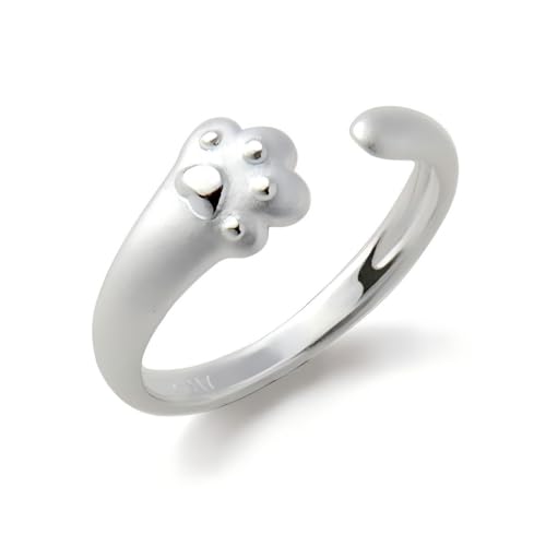 YIQPKUM Niedliche Katzenpfote Ringe Verstellbar für Damen Tierliebhaber Schmuck (Versilbert) von YIQPKUM