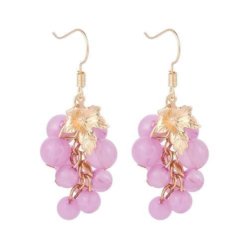 YIQPKUM Niedliche Vergoldete 3D Traube Ohrringe Hänger für Damen Zarte Frucht Schmuck Geschenk (Lila) von YIQPKUM
