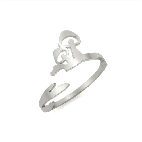 YIQPKUM Niedlicher Durchbrochener Pilz Ringe Verstellbar Offen Edelstahl Pflanze (Versilbert) von YIQPKUM