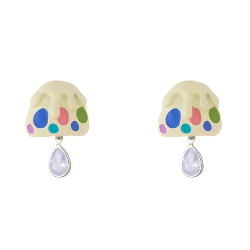 YIQPKUM Punkte Wolke Pilz Ohrringe Damen Statement Schmuck Creme Kristall Tropfen Anhänger Leicht Stecker Geschenk (Mehrfarbig) von YIQPKUM