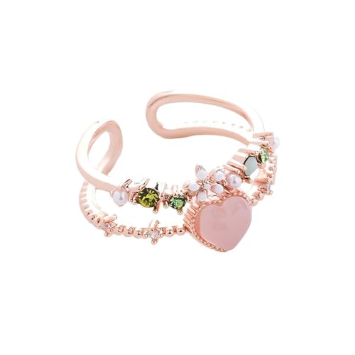 YIQPKUM Roségold Herz Ringe für Mütter Elegant Zirkonia Kristall (Rosa) von YIQPKUM