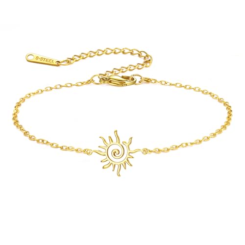 YIQPKUM Spirale Sonne Kette Armband Edelstahl Geometrisch Himmelskörper Schmuck Anhänger Damen Statement Accessoire Geschenk (18 Karat vergoldet) von YIQPKUM