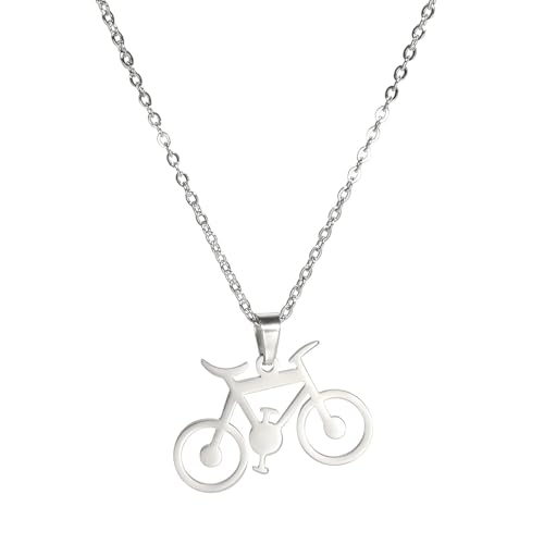 YIQPKUM Stilvoll Mini Fahrrad Halskette Rad Anhänger für Radfahrer Edelstahl (Versilbert) von YIQPKUM