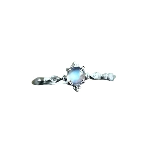 YIQPKUM Vintage Blau Mondstein Ring Damen Mutter Verstellbar Offener Bund Schmuck Leichtgewicht Accessoire Statement Geschenk Anhänger (Versilbert) von YIQPKUM