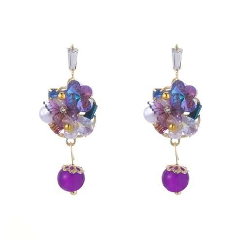 YIQPKUM Zart Kristall Lila Schmetterling Ohrringe Damen Mutter Freundin Statement Schmuck Zirkonia Accessoire Tier Geschenk Anhänger (Mehrfarbig) von YIQPKUM