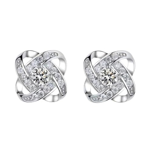 YIQPKUM Zart Liebesknoten Stecker Ohrringe Damen Mutter Freundin Statement Schmuck Zirkonia Accessoire Geschenk Anhänger (Versilbert) von YIQPKUM