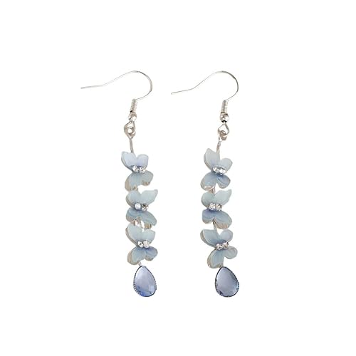 YIQPKUM Zart Quaste Schmetterling Ohrringe Stecker Damen Kristall Tropfen Schmuck Statement Accessoire Geschenk Anhänger (Blau) von YIQPKUM