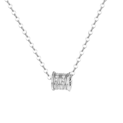 YIQPKUM Zart Zylindrisch Halskette Kette Zinklegierung Kristall Anhänger Schmuck Damen Freundin Ästhetik Accessoire Anhänger (Versilbert) von YIQPKUM